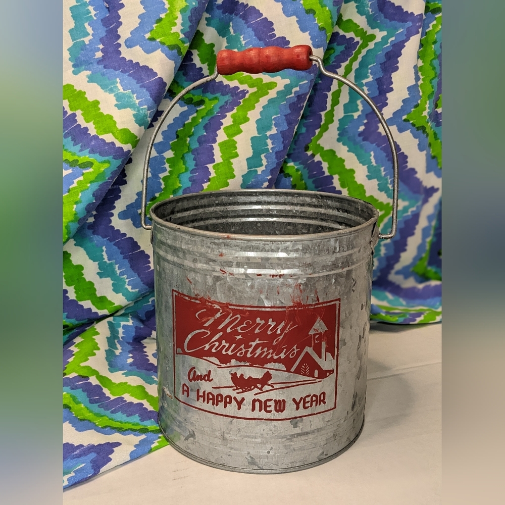 Christmas Metal Bucket Decor
